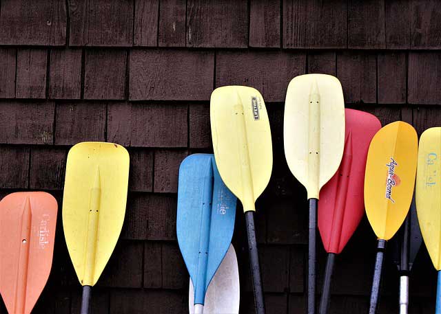 palas usadas para hacer rafting